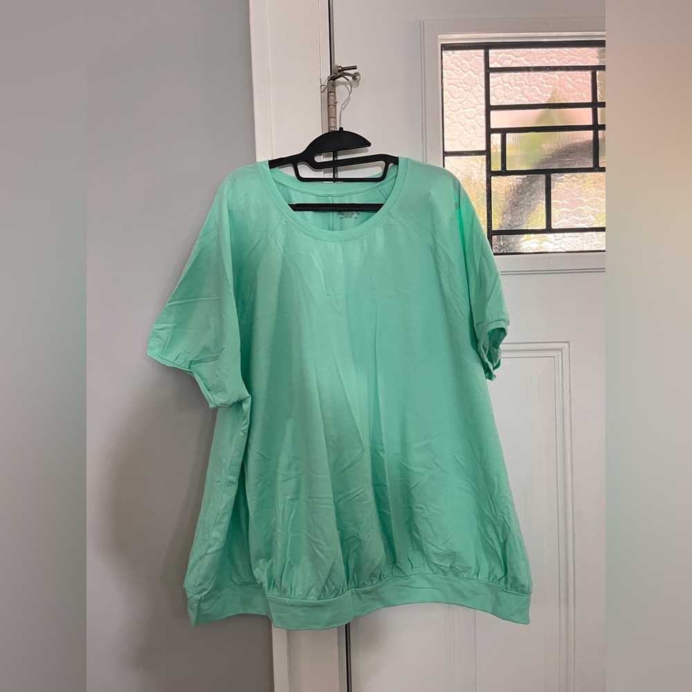 Lane Bryant Light Green Short Sleeve Top